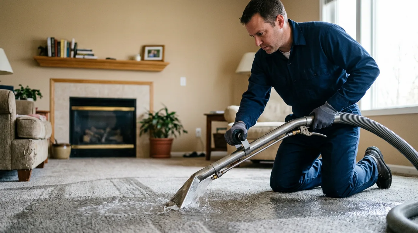 Water damage restoration technician working near Medway, ME
